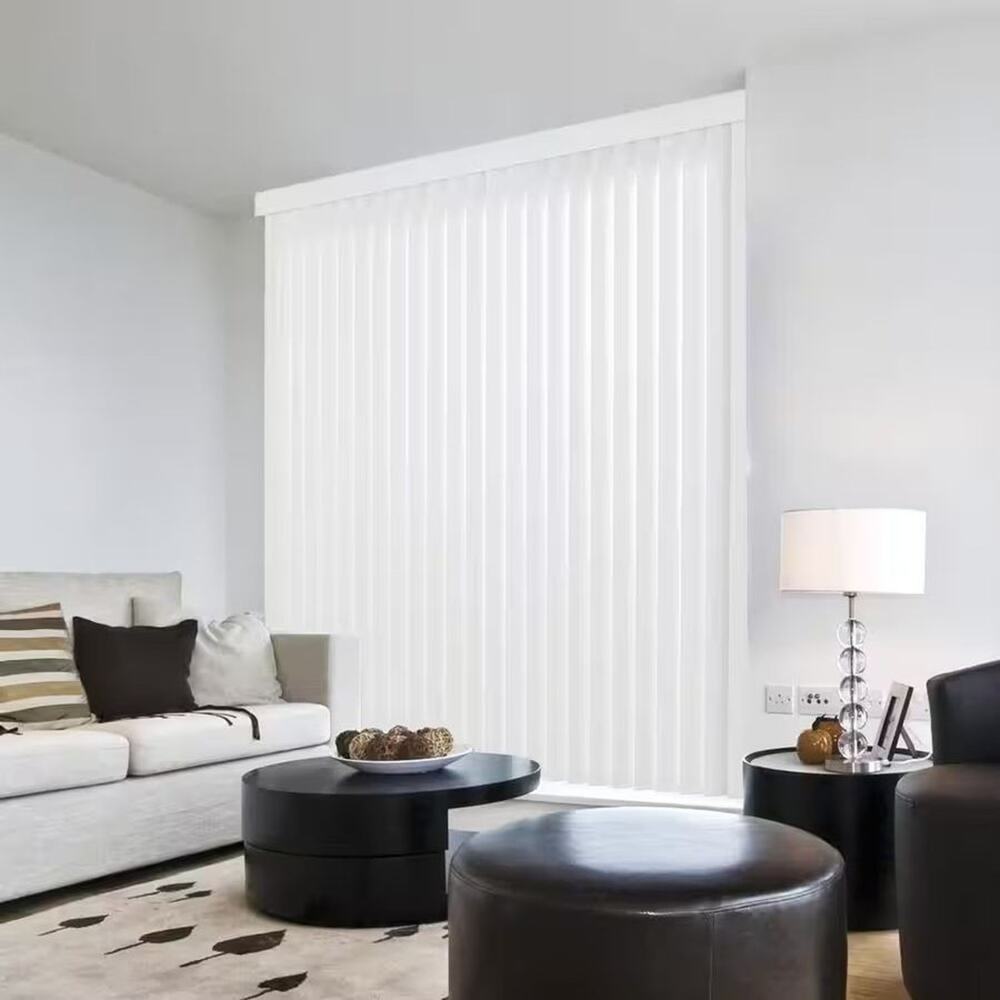 Vertical Blinds Replacement PVC Louvers White 3.5x81 Cordless Room Darkening Set